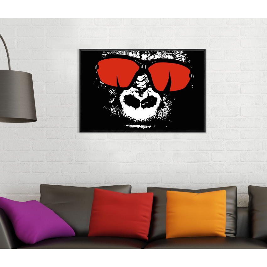 Cool Gorilla with Sunglasses - Black White Red Poster