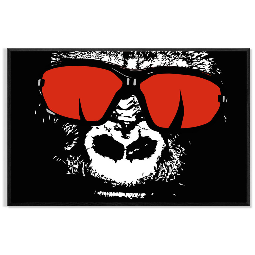 Cool Gorilla with Sunglasses - Black White Red Poster