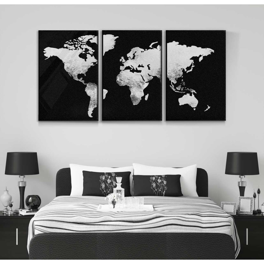 Dark map of the world - 61x91cm three piece poster