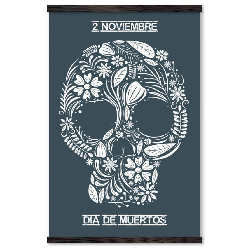 Dia De Muertos Skull and Flowers - Big Poster