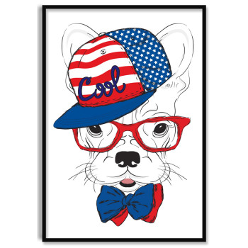 Dog with USA-cap - Poster