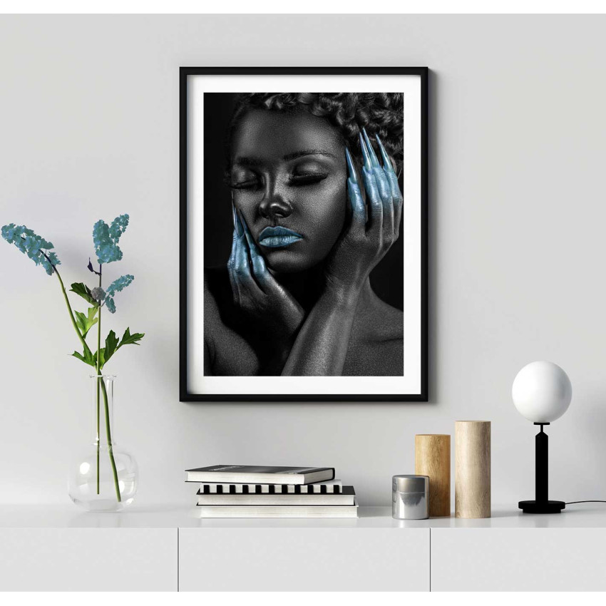 Fashion girl in teal 50x70cm abstract poster