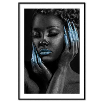Fashion woman 50x70cm turkos & svartvit poster