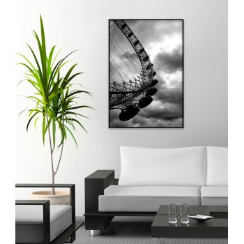 Ferris Wheel in London - Black and White Poster