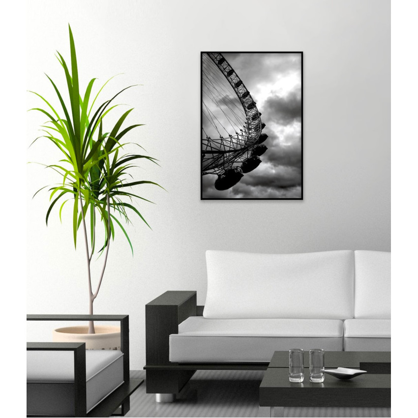 Ferris Wheel in London - Black and White Poster