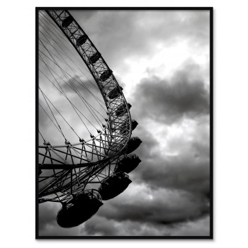Ferris Wheel in London - Black and White Poster