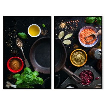 Frying pan and bowls - 40x50cm x 2