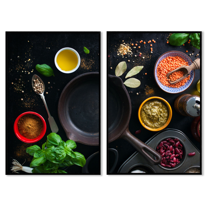 Frying pan and bowls - 40x50cm x 2