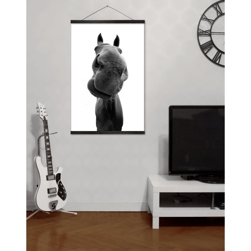 Funny Horse - Big Black and White Poster