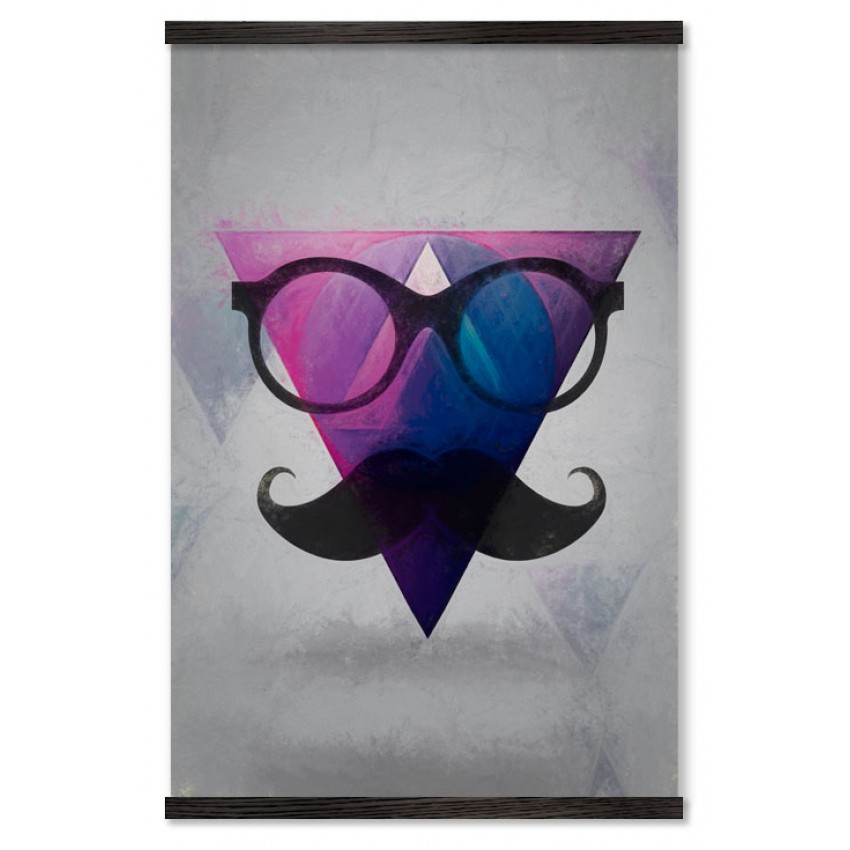 Hipster Mustasch och Glasögon - Poster Affisch