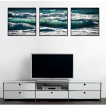 Vågor i turkost - Tavla med havsmotiv i tre delar