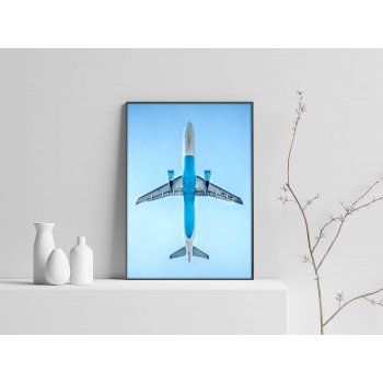 Jumbojet Flygplan Underifrån - Blå Poster
