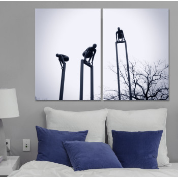 Statyer Ska Hoppa - Svartvit Tavla i Två delar