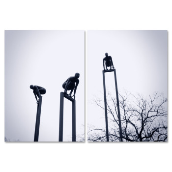 Statyer Ska Hoppa - Svartvit Tavla i Två delar