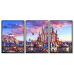 Slott & fantasi - Stor färgglad barntavla