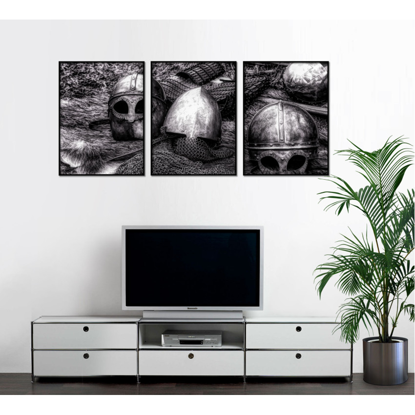 Knight Helmets - Poster in Three Pieces