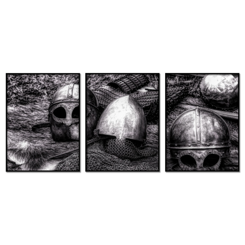 Knight Helmets - Poster in Three Pieces