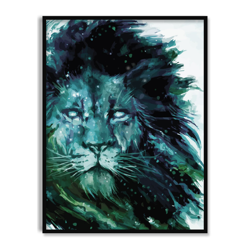 Lion Illustration - Turquoise Poster