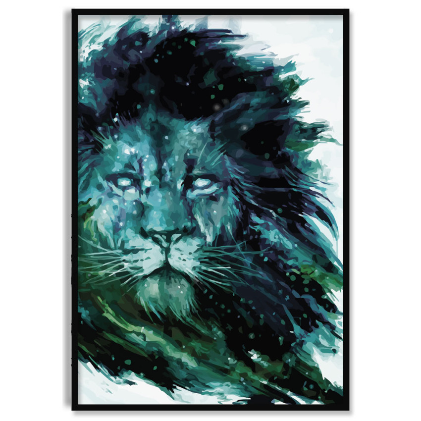 Lion Illustration - Turquoise Poster