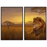 Lejon i Afrika - Tavla i två delar