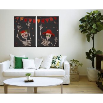 Los Muertos dödskallar - Poster tavla i två delar