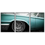 Low rider klassisk bil - Turkos poster tavla i tre delar