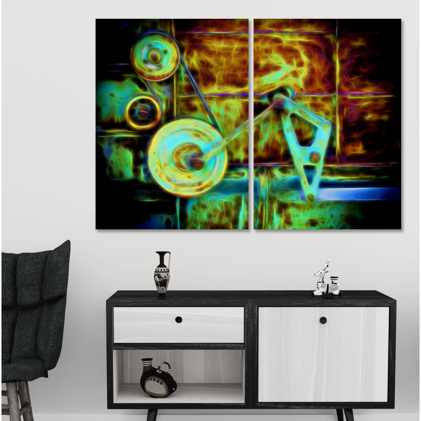 Machine in Flames - Retro Poster in 2 Pieces