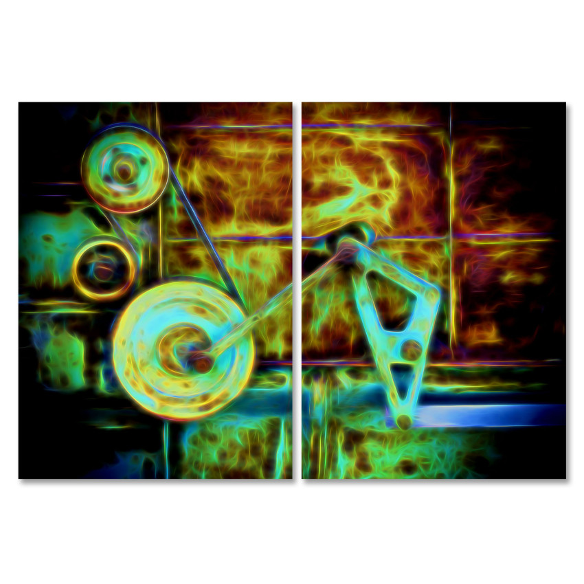 Machine in Flames - Retro Poster in 2 Pieces