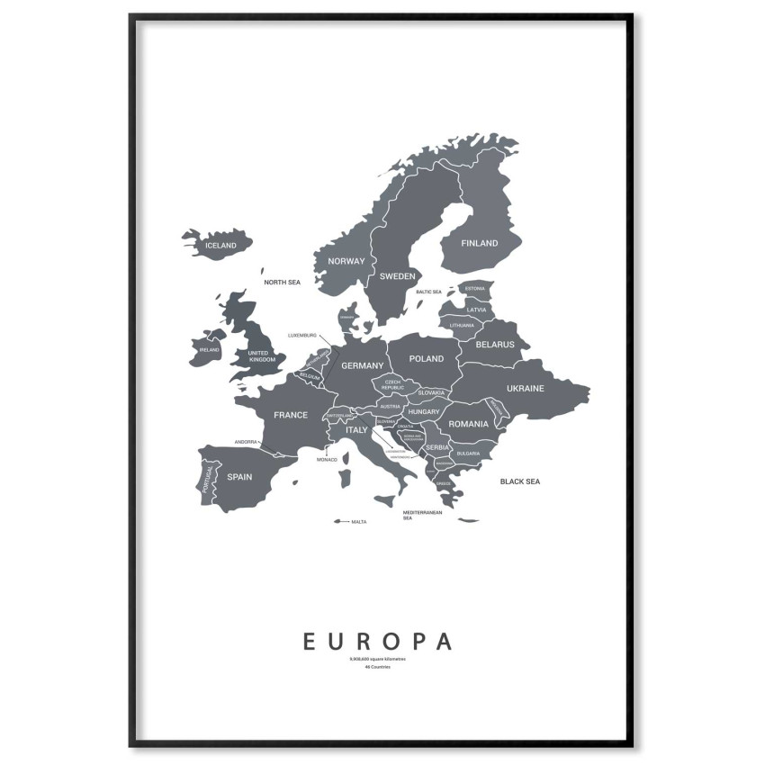Modern map of Europe 50x70cm trendy poster