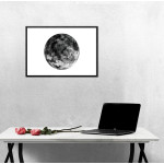 Moon and White Background - Black and White Poster