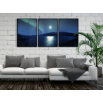 Moon Stars and Nordic Lights - Three Piece Poster