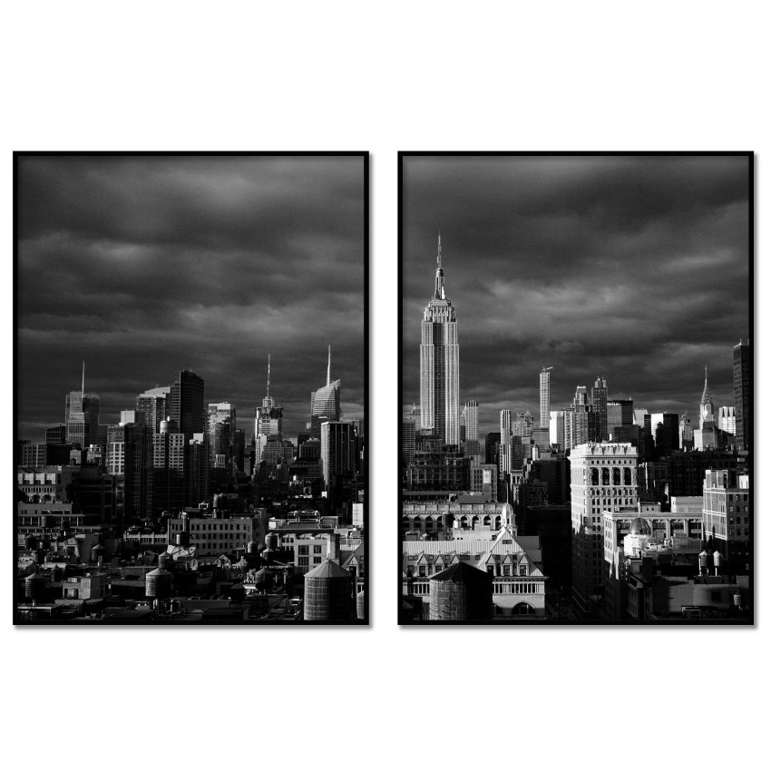 New York stadsmotiv - Svartvit tavla i två delar