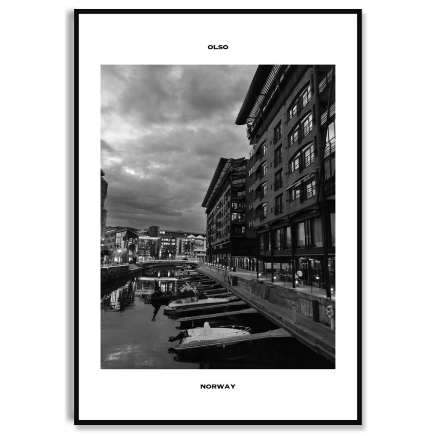 Oslo Norway - Simple Black and White Poster