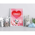 Panda in air balloon 50x70cm kids personal poster