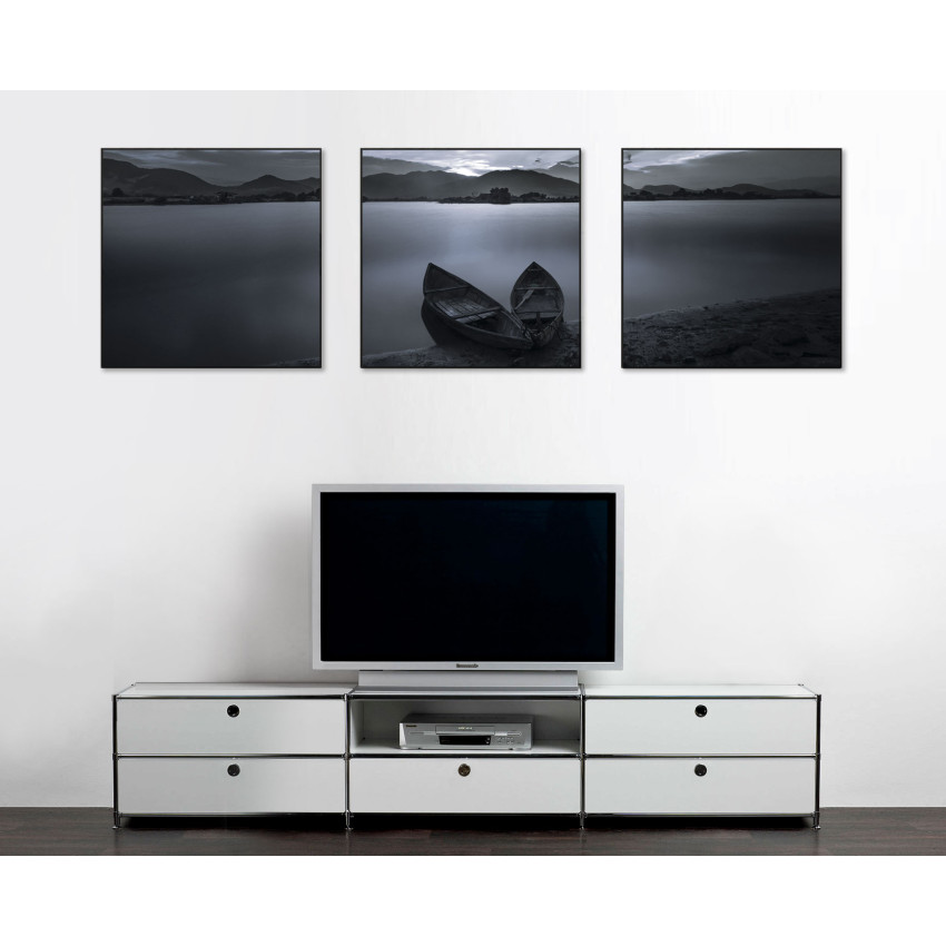 Panorama Lake and Boats - Big Poster in Three Pieces