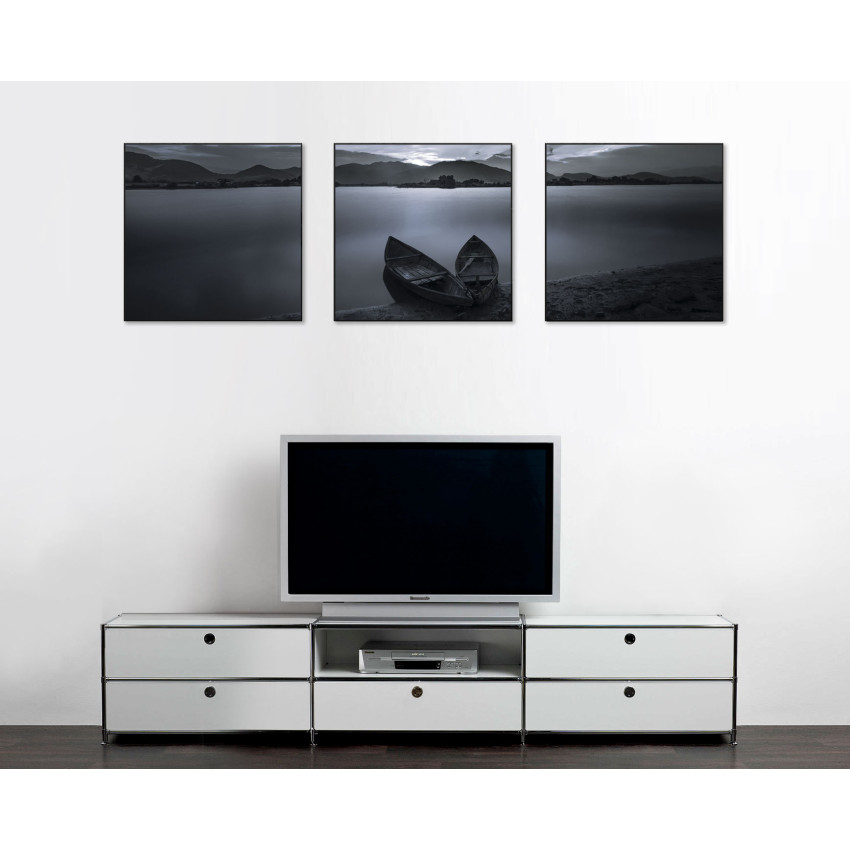 Panorama Lake and Boats - Big Poster in Three Pieces