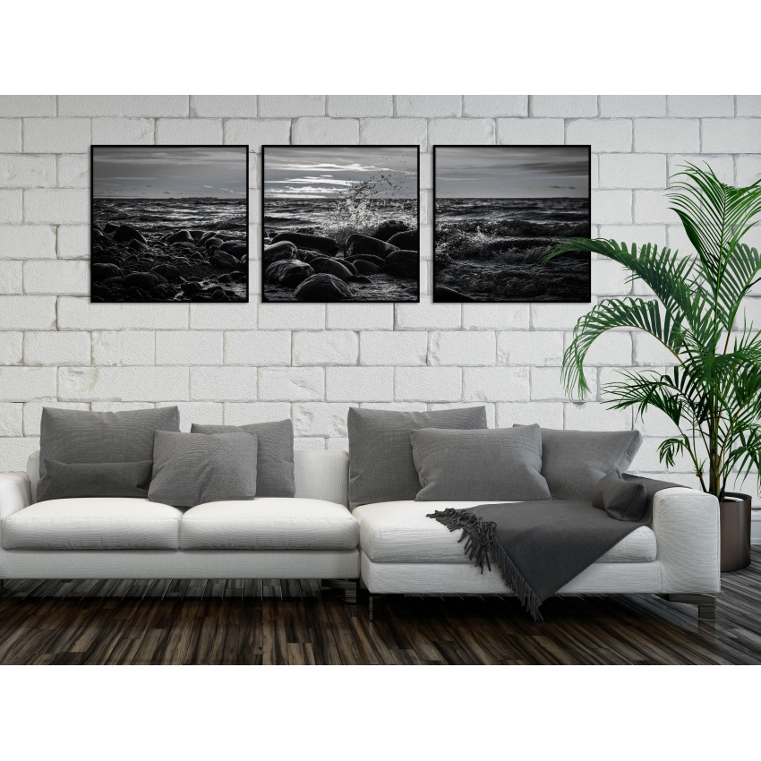 Panorama Poster Sunset and Waves - Three Pieces