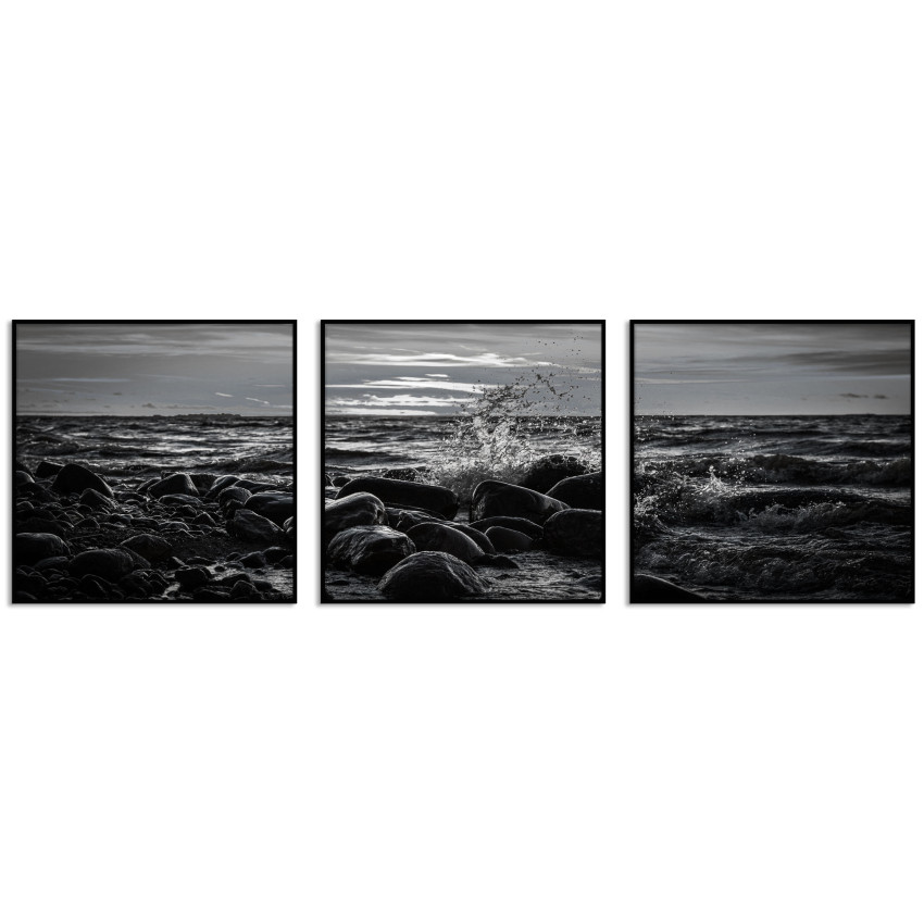 Panorama Poster Sunset and Waves - Three Pieces