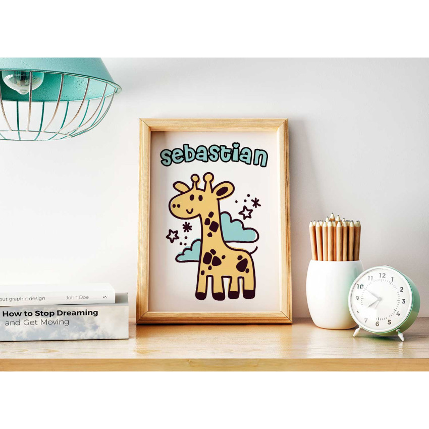 Personal kids room poster - Cute giraffe