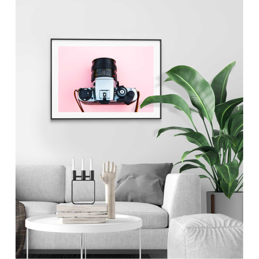 Retro camera  50x70cm pink poster