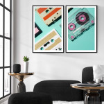 Retro music tapes 50x70cm x 2 posters