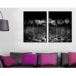 Ritual Theater Masks - Black and White Poster in Two Pieces