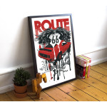 Route 66 med Klassisk Bil - Affisch