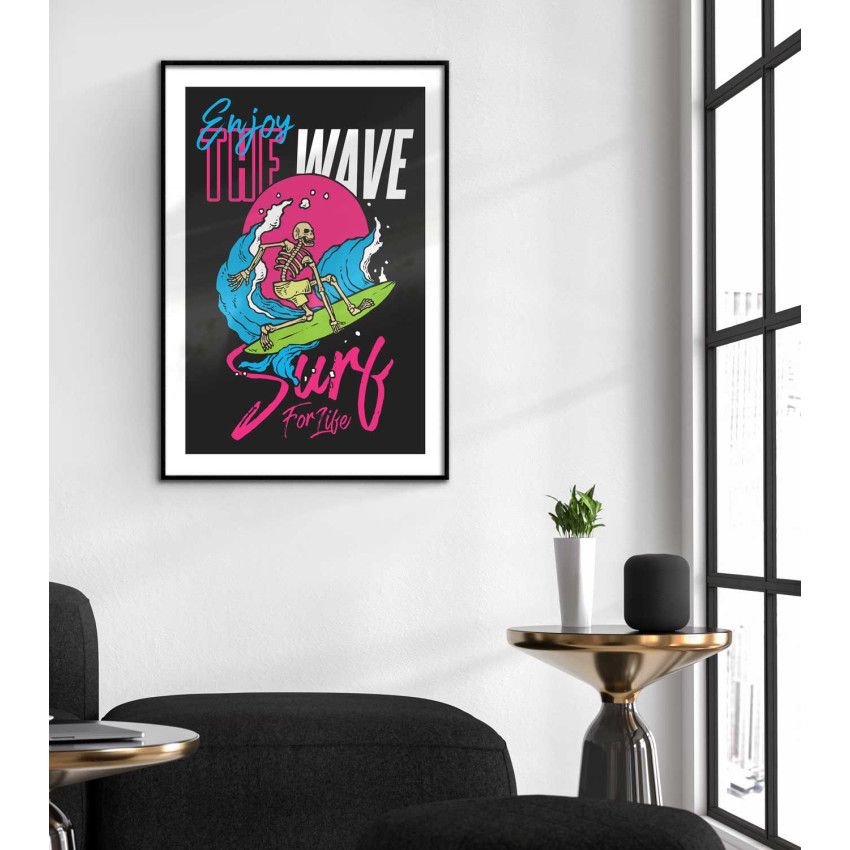 Skeleton surfer 50x70cm sports poster