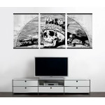Skull with a King's Crown - Big Black and White Poster in Three Pieces