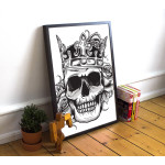 Skull with Crown and Roses - Poster