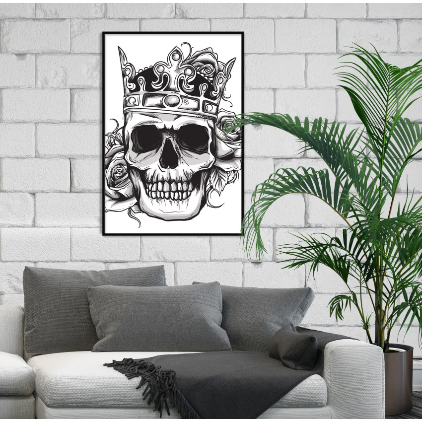 Skull with Crown and Roses - Poster