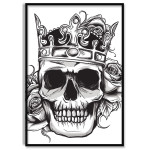 Skull with Crown and Roses - Poster
