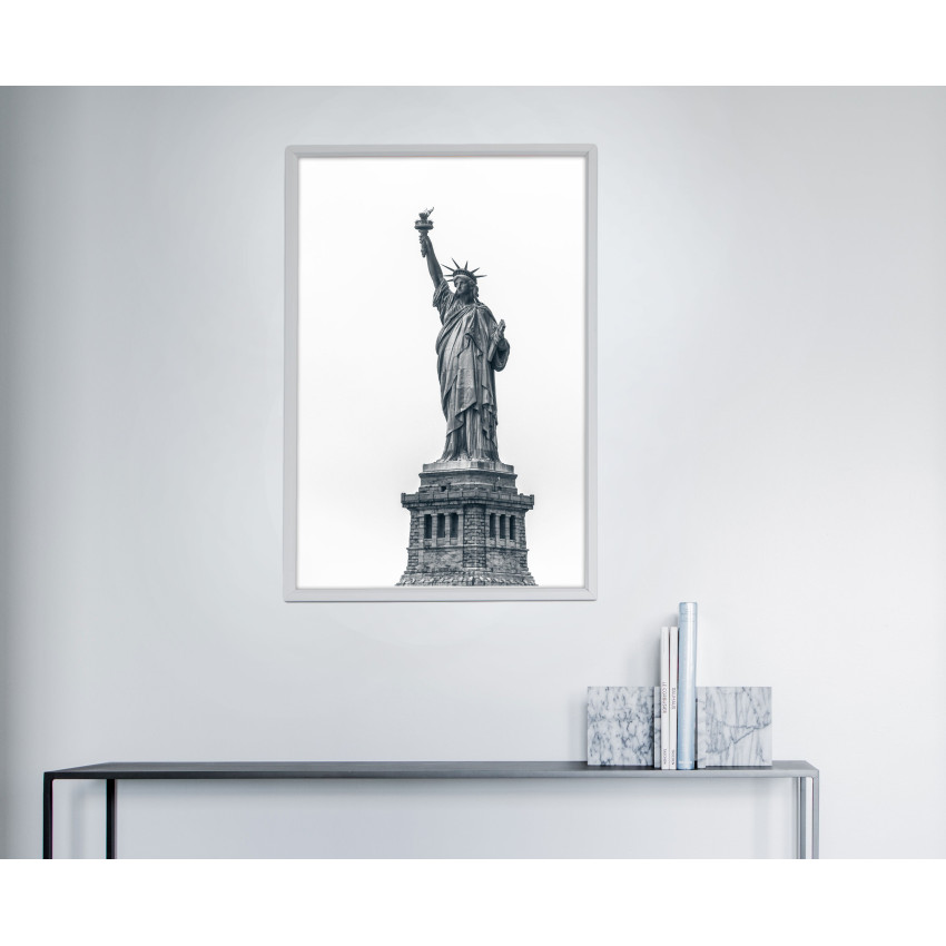 Statue of Liberty with White Background - Black and White Poster