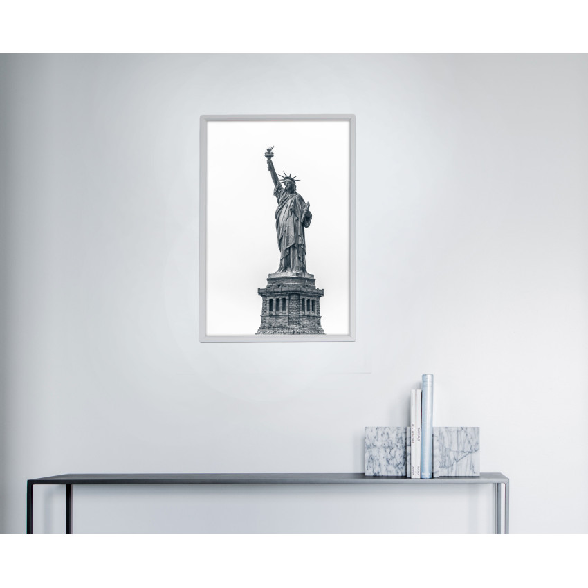 Statue of Liberty with White Background - Black and White Poster